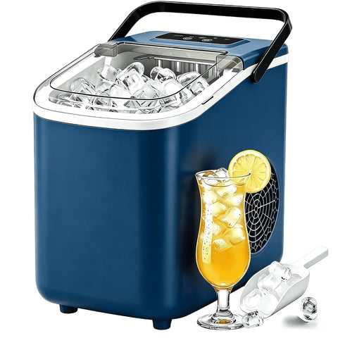 Portable Countertop Ice Maker, 22Lbs/24h, 6 Min Bullet Ice, 2 Ice Sizes, 40dB Quiet & Self‑Cleaning for Home RV Camping