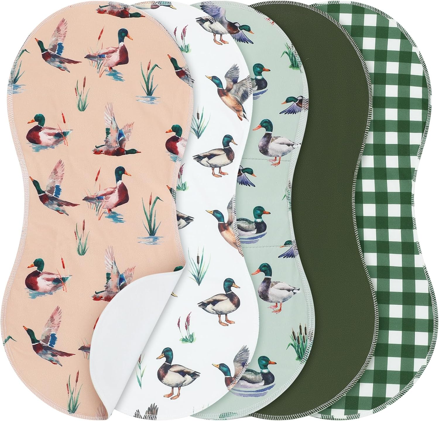 SmoothNovelty 5 Pack Mallard Duck Baby Burp Cloths for Newborns, 19"x9"