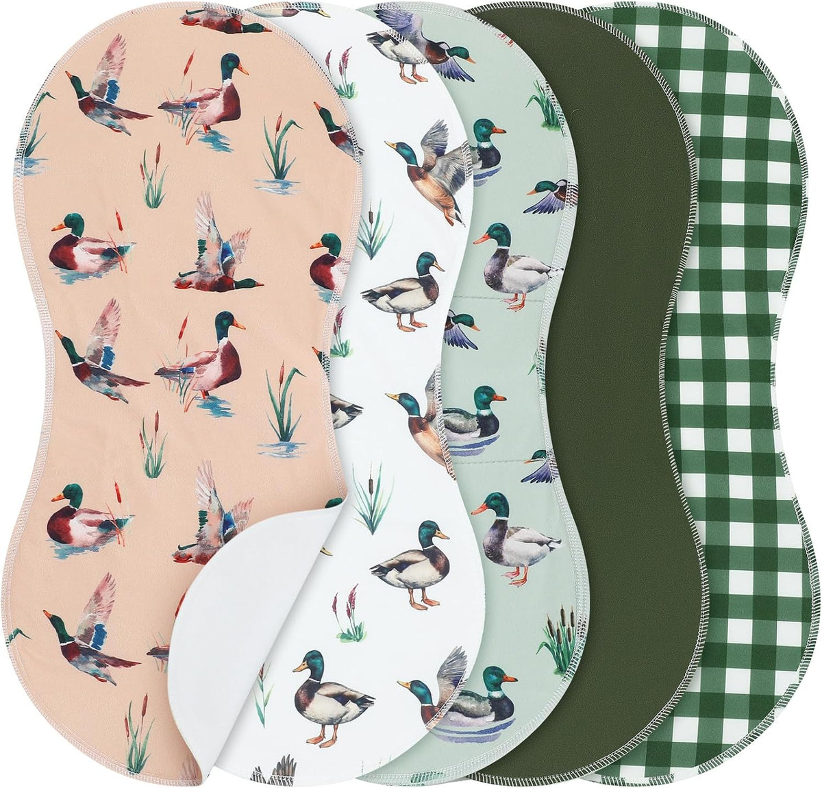 SmoothNovelty 5 Pack Mallard Duck Baby Burp Cloths for Newborns, 19"x9"