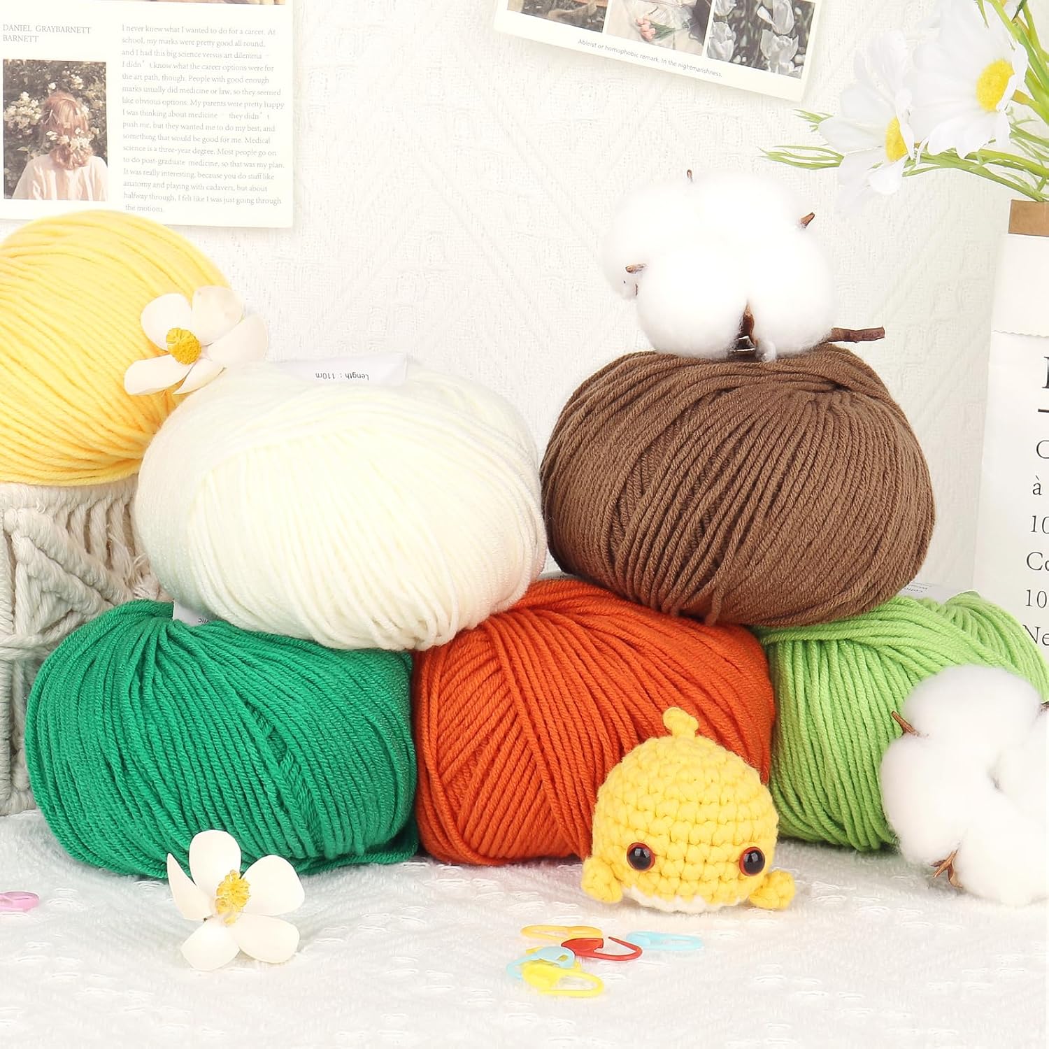 Katech Cotton Acrylic Blend Yarn for Crocheting-Crochet Yarn Set (Black)