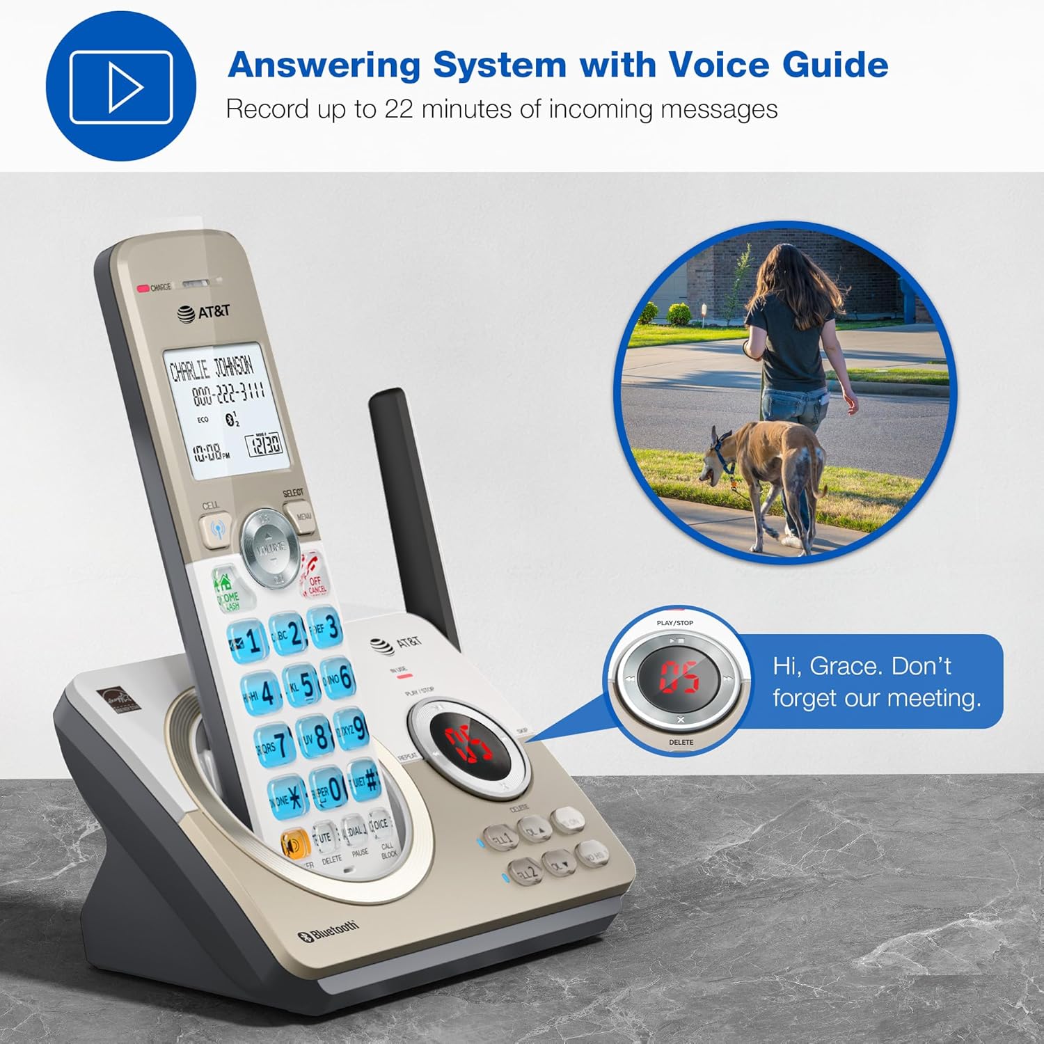 AT&T DL72219 DECT 6.0 2-Handset Cordless Phone for Home with Connect to Cell, Call Blocking, 1.8" Backlit Screen, Big Buttons, intercom, and Unsurpassed Range