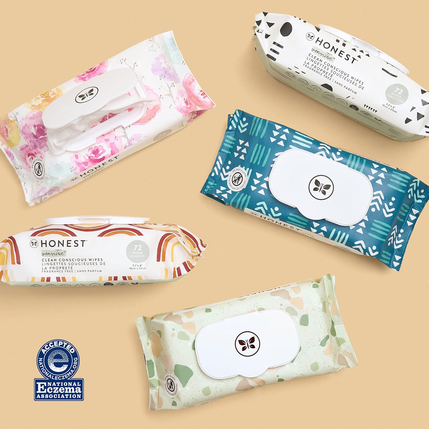 The Honest Company Unscented Wipes Over 99% Water Compostable Plant-Based Baby Hypoallergenic for Sensitive Skin EWG Verified Rose Blossom 72 Count