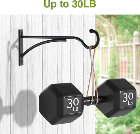 8 Inch 2 Pack Heavy-Duty Metal Plant Hanger Hooks, outdoor, Matte black