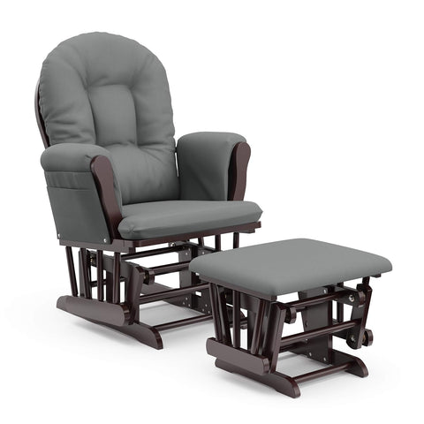 Storkcraft Premium Hoop Glider & Ottoman, Espresso/Gray