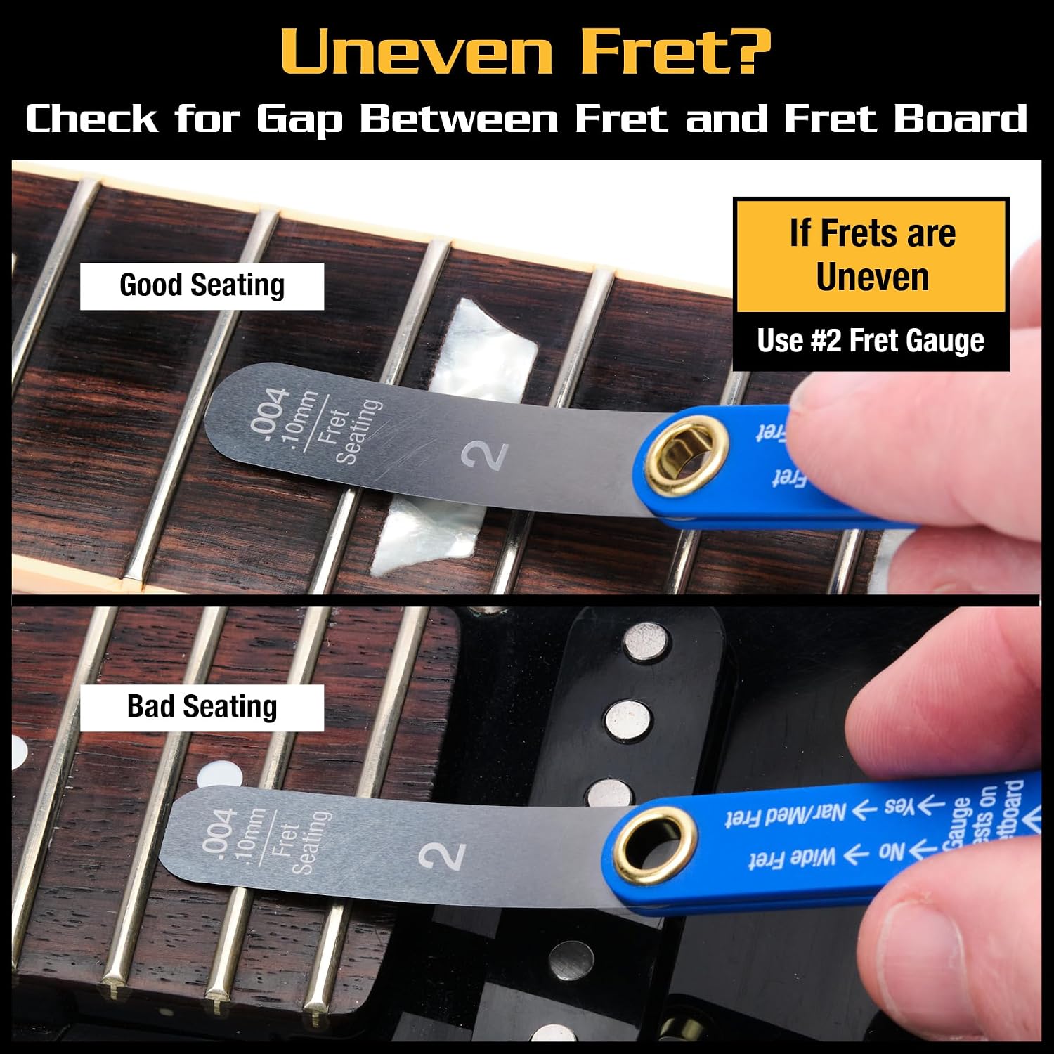 MusicNomad Precision Fret Evaluation Kit with Fret Rocker & Gauge (MN870)