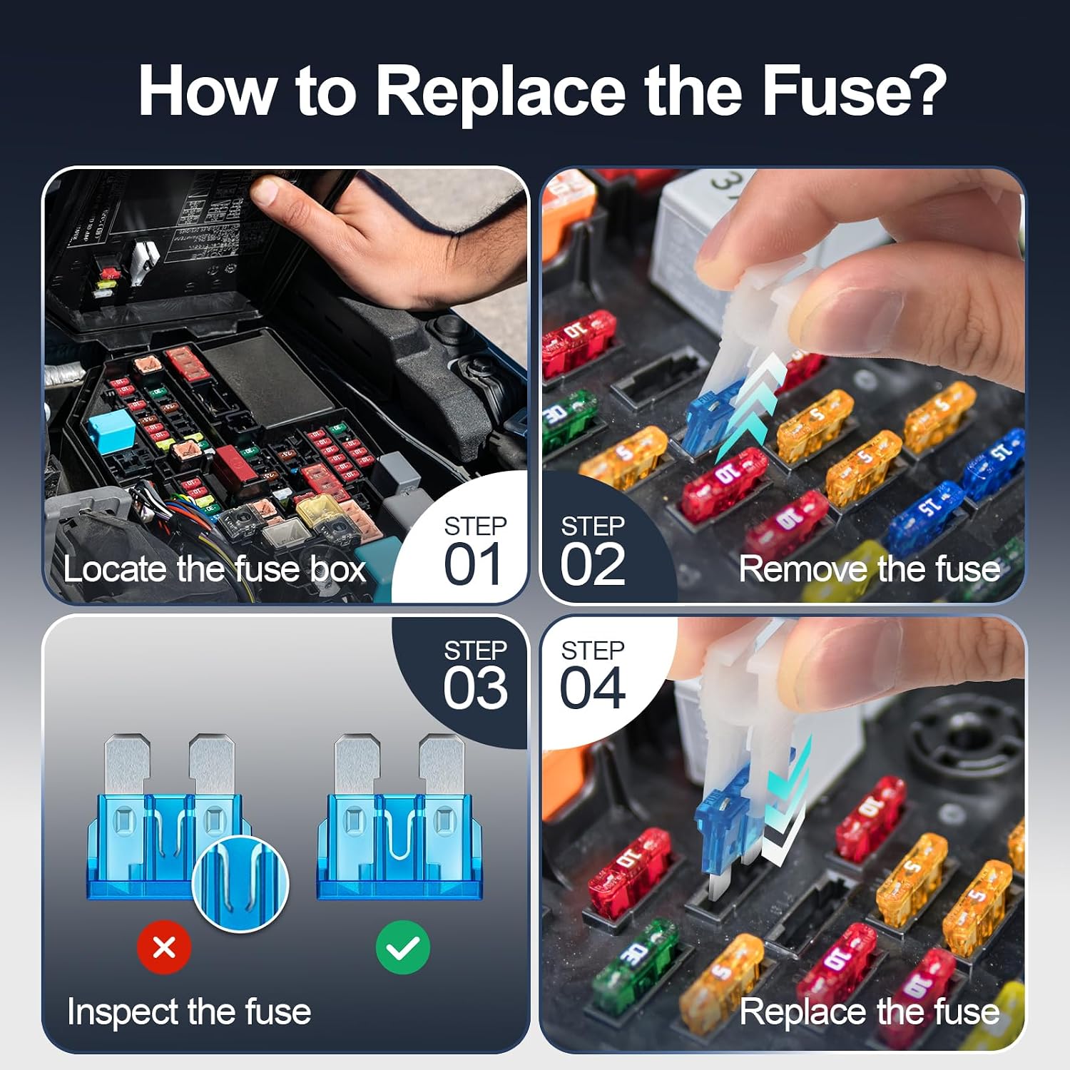 JOREST 160Pcs Mini Fuses Kit,Car Fuses Assortment Kit,Automotive Blade Fuse for Car/RV/Truck/Motorcycle(2Amp 3A 5A 7.5A 10A 15A 20A 25A 30A 35A 40A) + Auto Fuse Puller