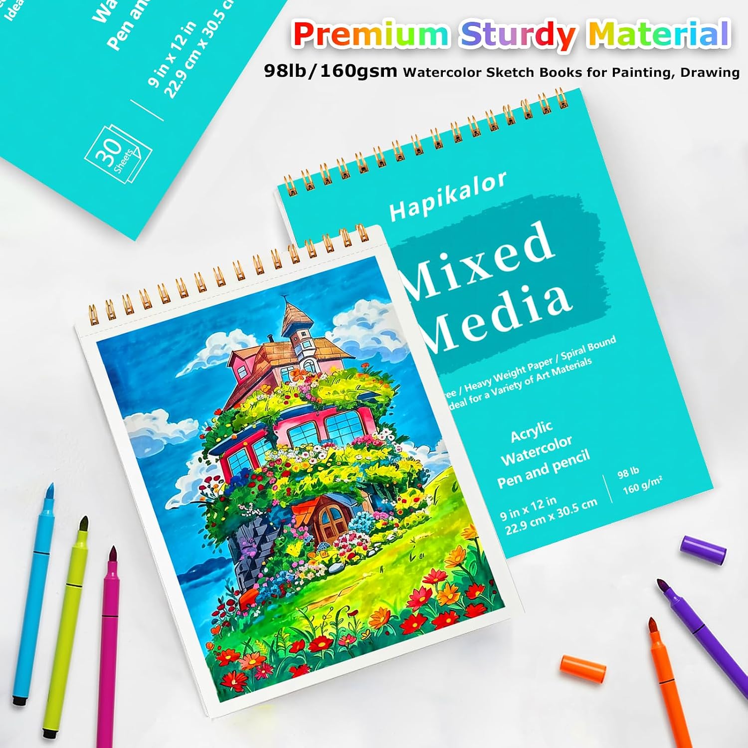 Mixed Media Sketchbook 9"x12" Multimedia Sketchbook, 30 Sheets Sketch Book