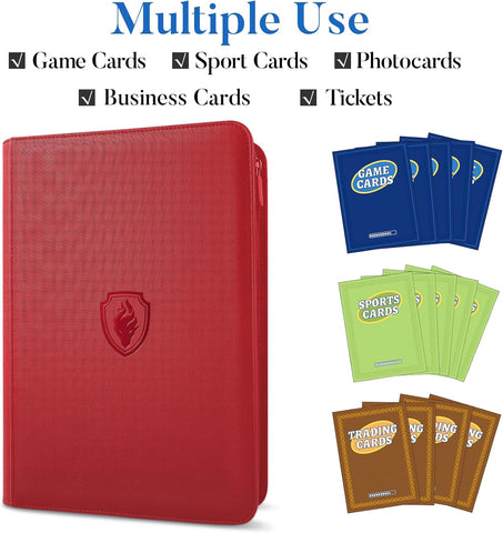 Premium Zip Card Binder, Fabmaker 9 Pocket Trading Card Binder PU Cover