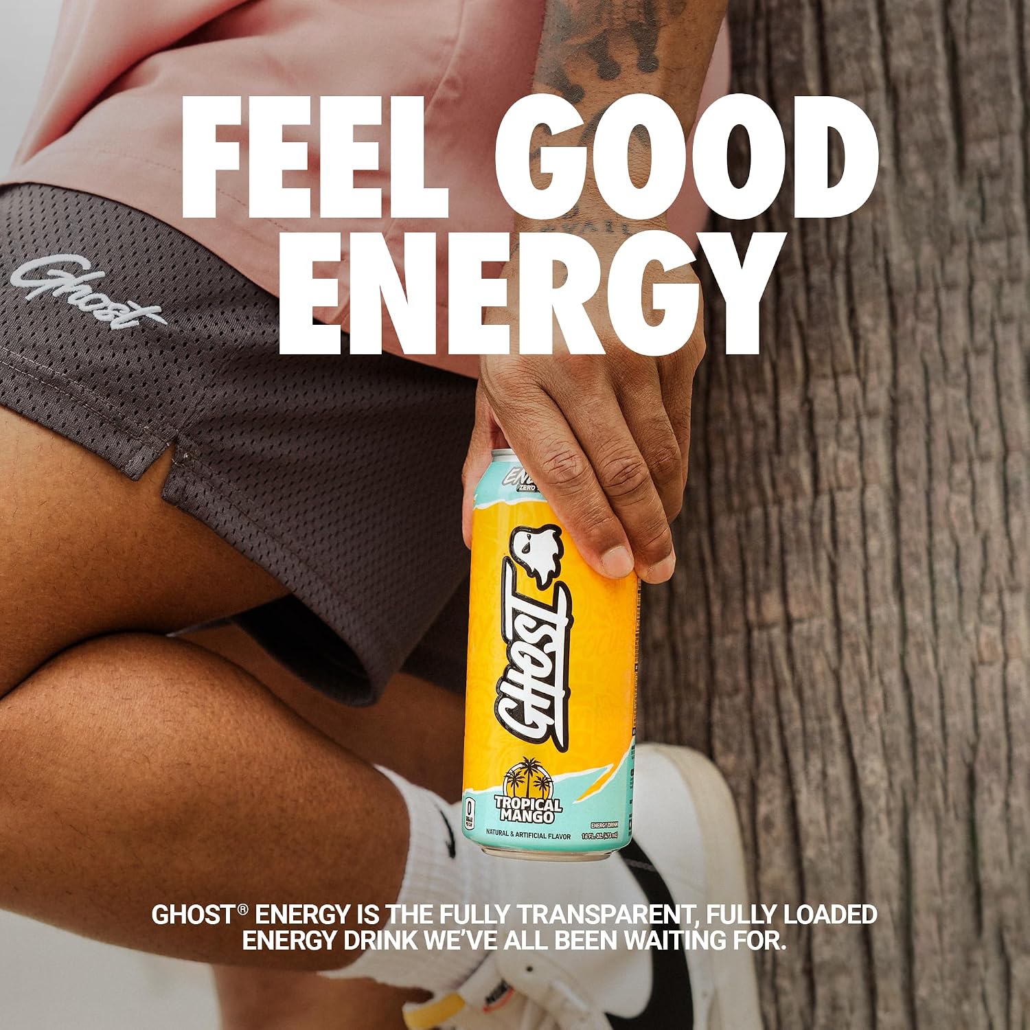 GHOST Energy Drink, Zero Sugars, 12-Pack, Tropical Mango, 16oz