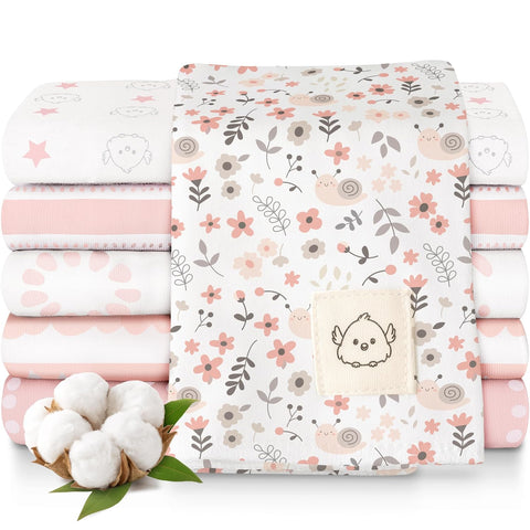 Organic Burp Cloths Baby Boy, Girl, 6-Pack Large Burping Cloths (Sweet Charm)