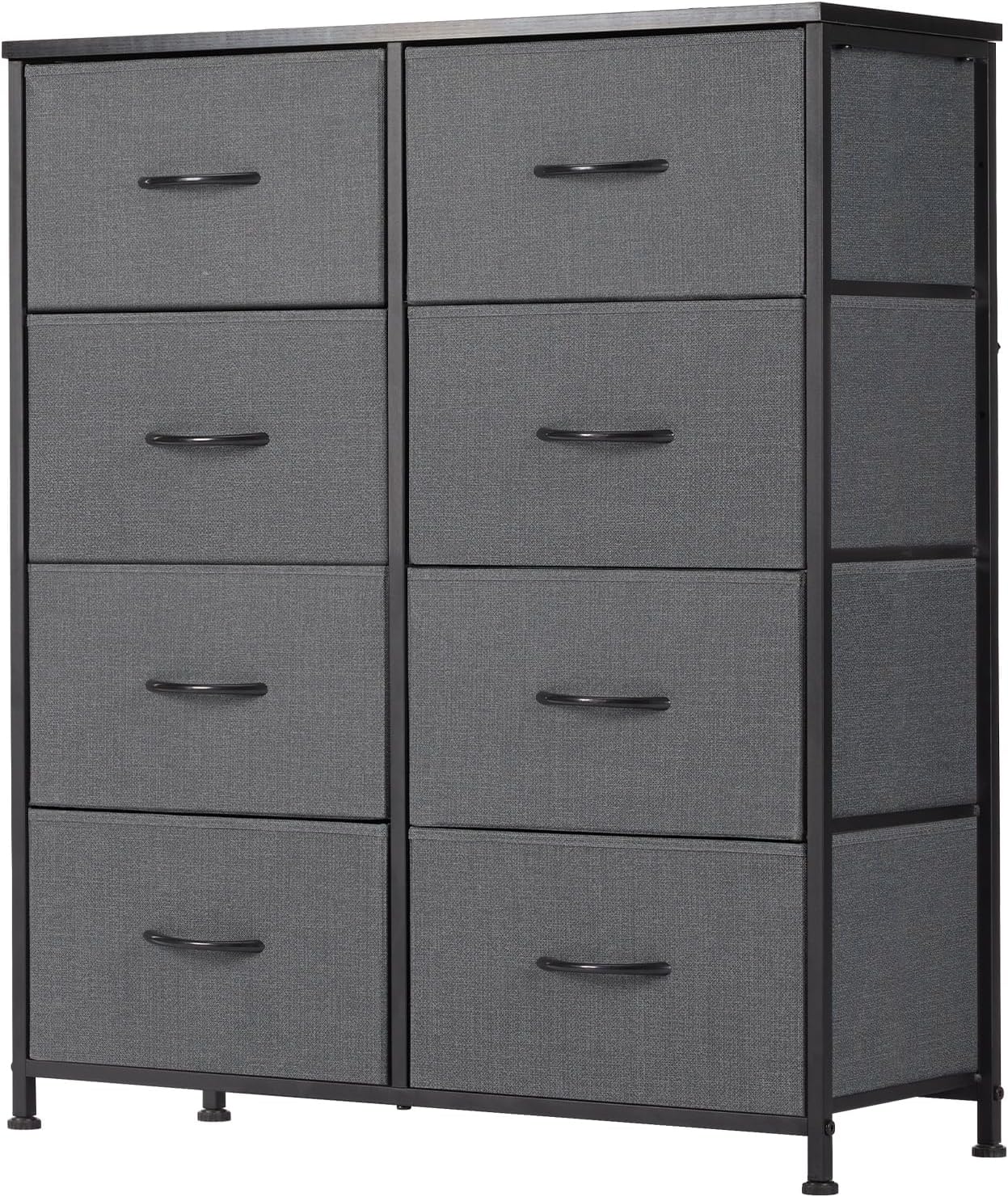 Sweetcrispy Dresser for Bedroom, Fabric Dresser with 8 Drawers, Ash