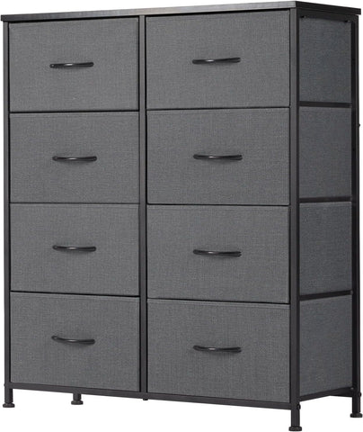 Sweetcrispy Dresser for Bedroom, Fabric Dresser with 8 Drawers, Ash