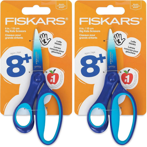 Fiskars 6" Left-Handed Big Kids Scissors, Ages 8-11, Ombre Blue-Turquoise