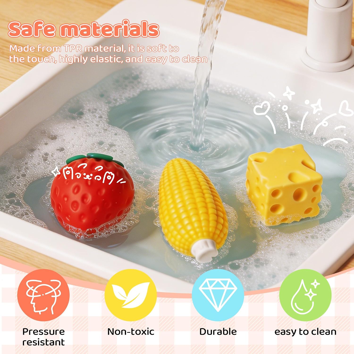 3pcs Fruit Squishy- Cheese Squishy,Strawberry Corn Squishy,Squeeze Toys,Fruit squishies for Stress Relief,Gift for Boys Girls Adults