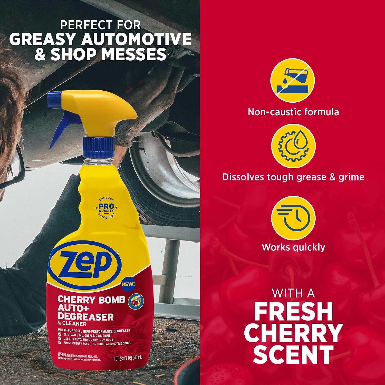 Zep Cherry Bomb Auto+ Degreaser & Cleaner - For Auto, Marine, RV, & Home - 32 oz.
