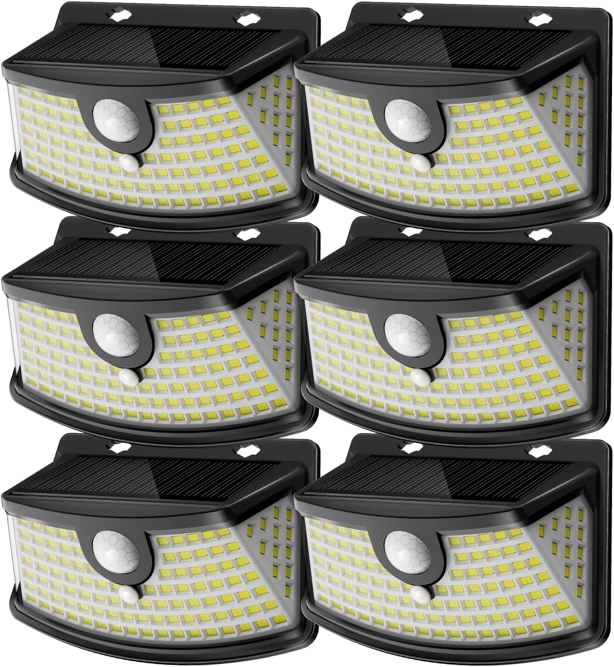 Aootek Solar Motion Sensor Lights Outdoor 120 LEDs, Black, 6 Pack