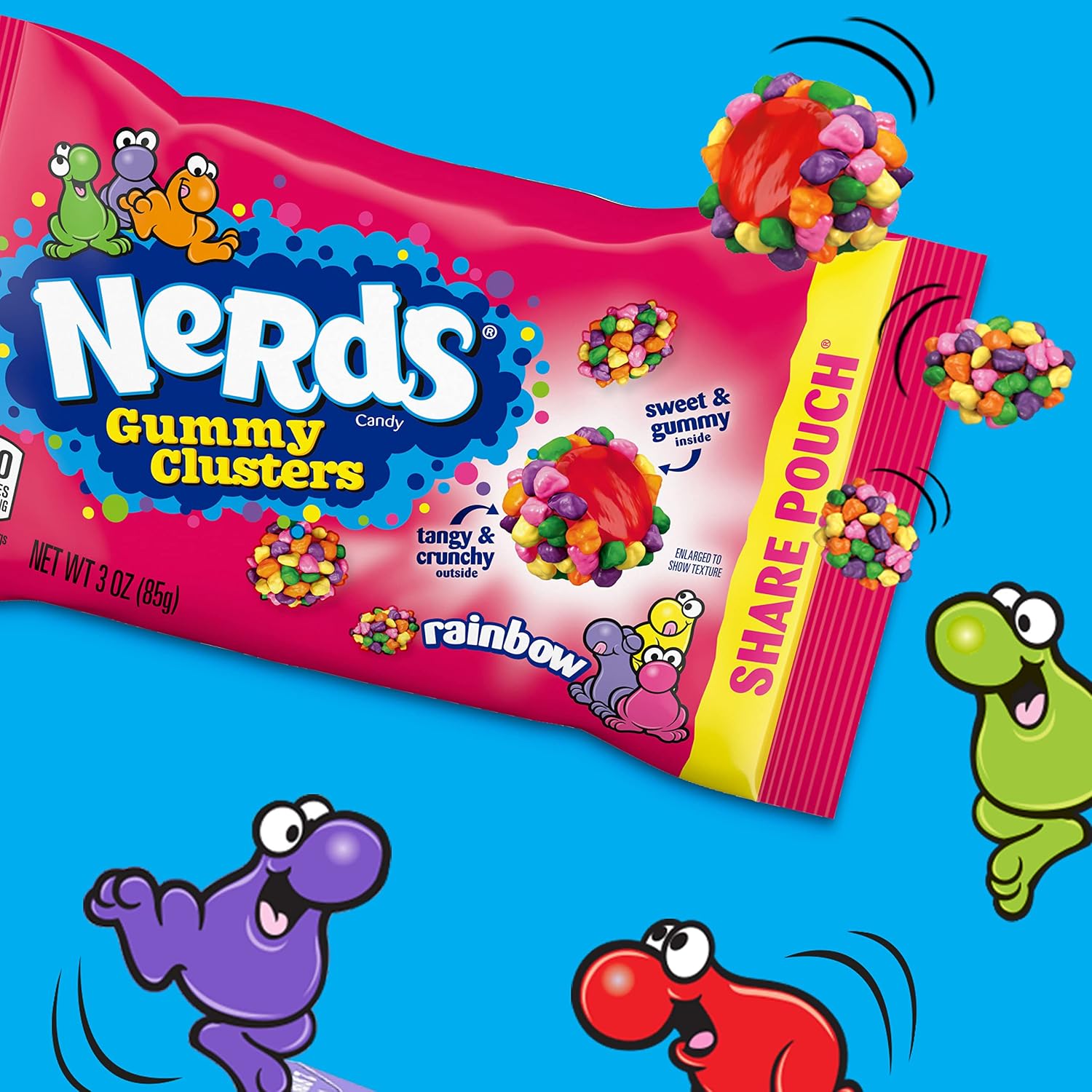 Nerds Gummy Clusters Candy, Rainbow, Springtime Easter Candy, 3 Ounce Pouches (Pack of 24)