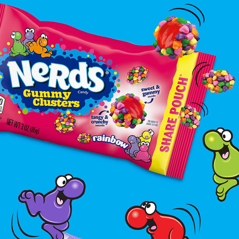 Nerds Gummy Clusters Candy, Rainbow, Springtime Easter Candy, 3 Ounce Pouches (Pack of 24)