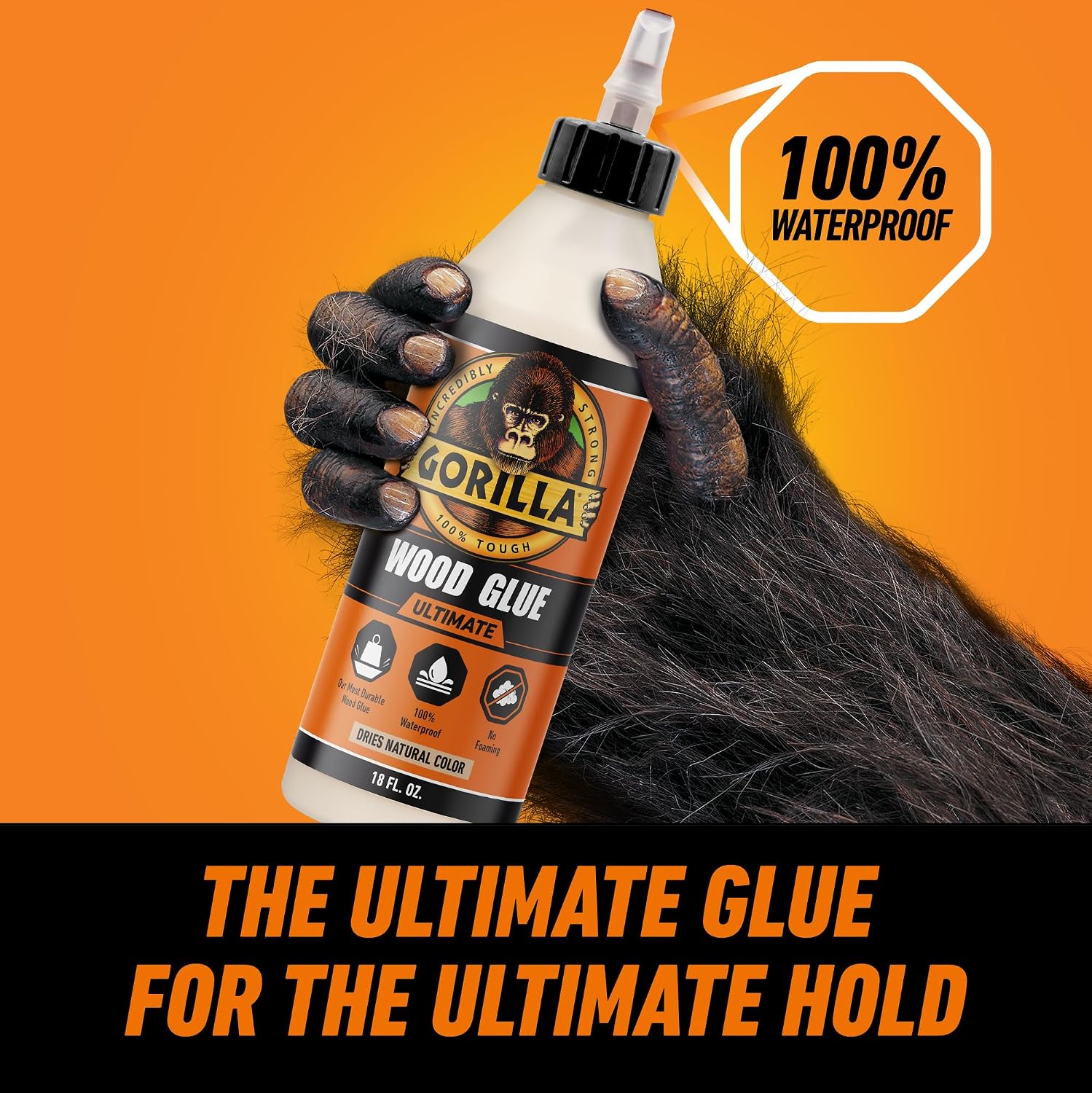 Gorilla Ultimate Waterproof Wood Glue, Natural Color, 18 oz, 2-Pack