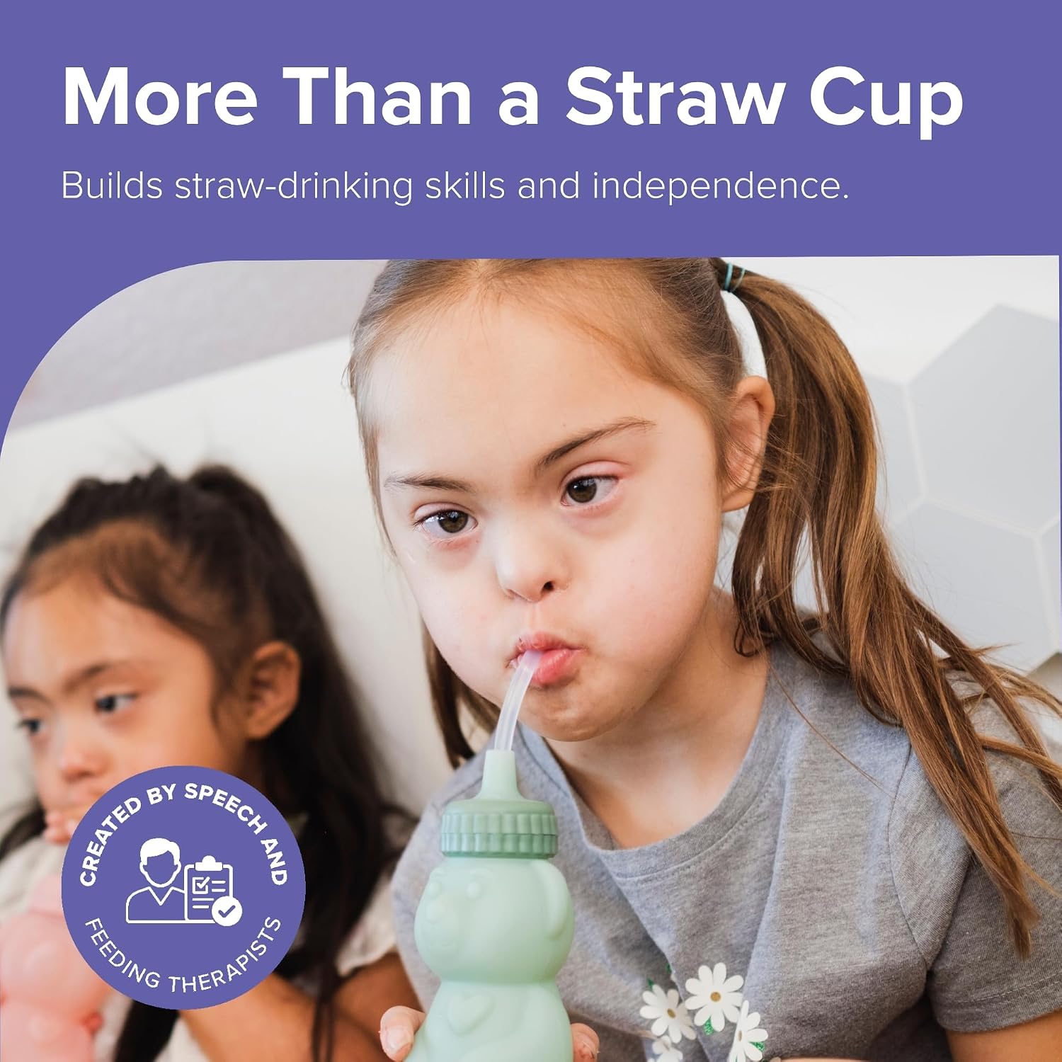TalkTools Honey Bear Silicone Straw Cup, Dishwasher Safe Baby Drinking Bottle, Premium Food-Grade Material, Honeybear Sippy Cup for Ages 4+ Months, Kids and Toddlers (Pack of 2-8oz) (Green)