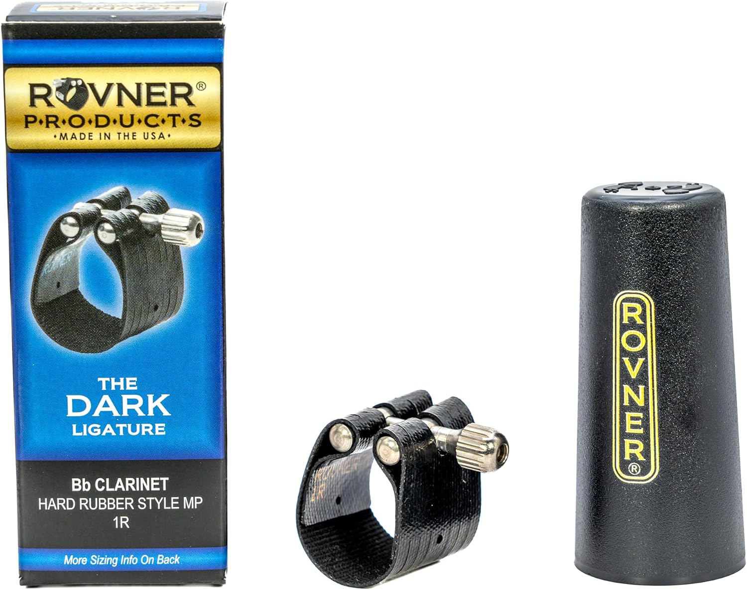 Rovner Ligature & Plastic Cap for Bb Clarinet - Dark Ligature for Hard Rubber Mouthpiece (1R)