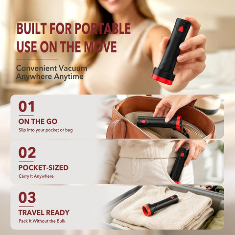 MEIQIHOME 28 Pack PackEase Travel Vacuum Bags 1500mAh Wireless Pump, 80% Compression Space Saver for Luggage, Clear PA+PE Reusable Seal Bags for Clothes, Portable Electric Air Pump for Travel & Home