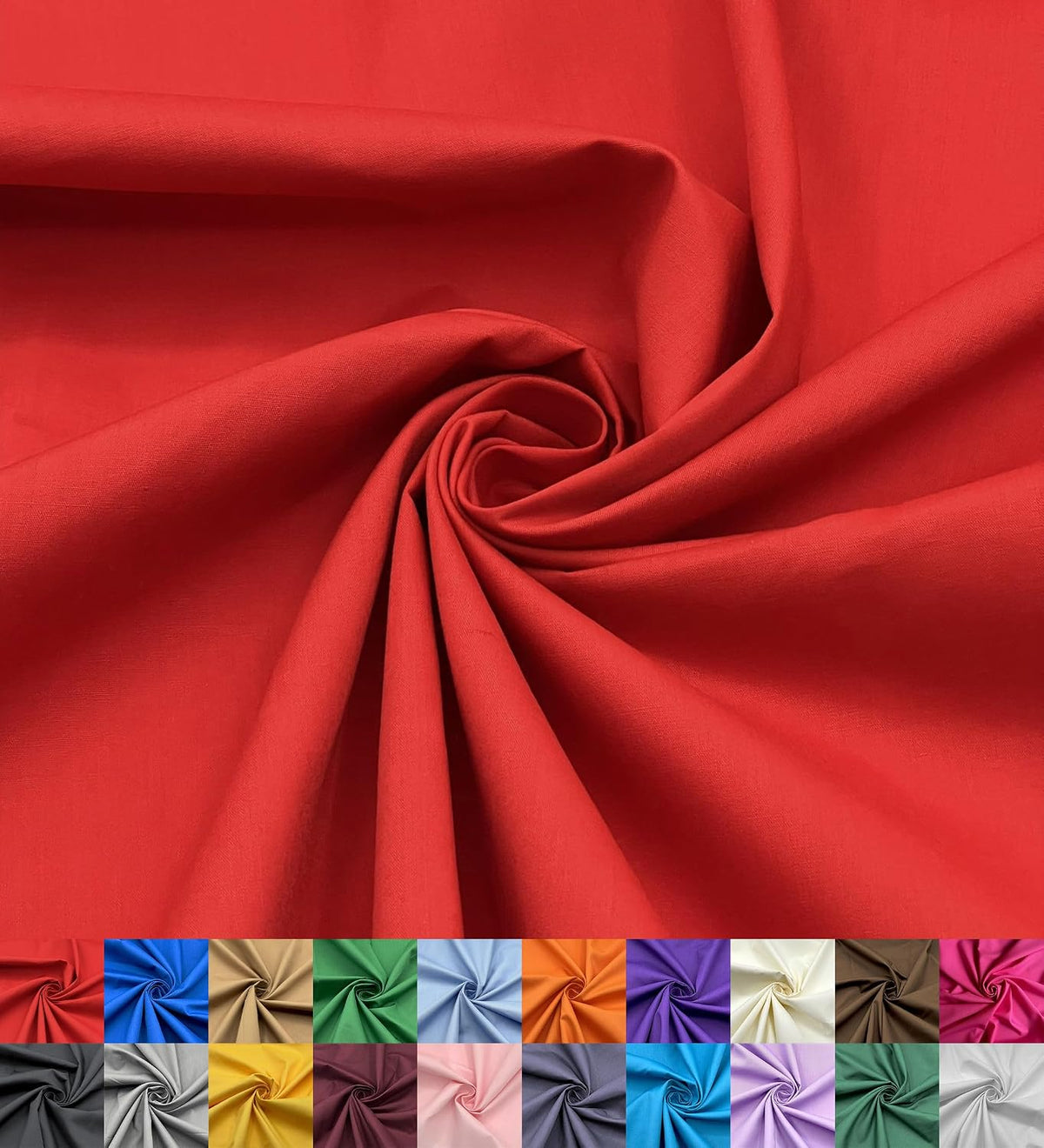 EOVEA - Cotton Polyester Fabric by The Yard – 60" Wide Broadcloth Fabric, Soft, Lightweight & Breathable Material for Lining, Curtains, Bedding, Skirts, Sewing Projects (Red, 5 Yard)