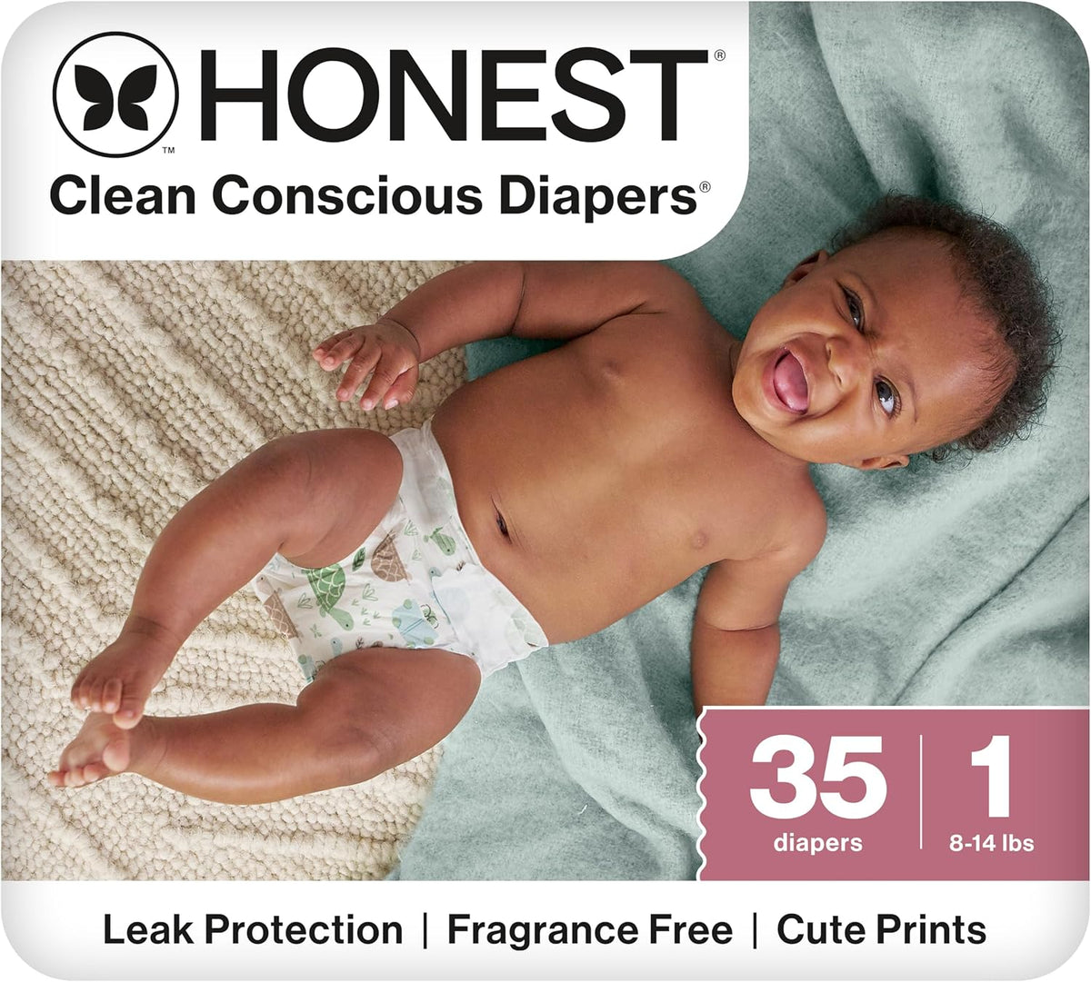 The Honest Company Daytime Diapers, Turtle Time, Size 1, 35 Count