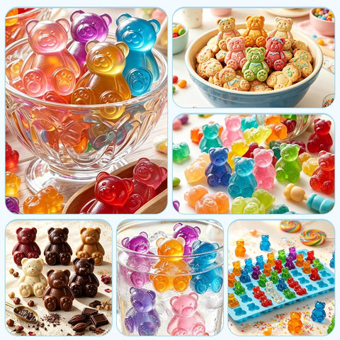 4 Pack Large Gummy Bear Molds Candy Molds - 3 Inch Gummy Silicone Molds