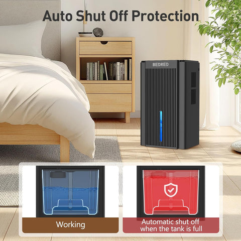 BEDRED Dehumidifier, 95OZ Dehumidifier for Home 1000 sq ft - Quiet with Auto Shut Off & Relaxing 7 Color Ambient Light, Ideal for Livingroom, Bedroom, Basement (Black)