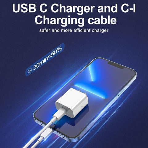 iPhone Charger Fast Charging, USB C Charger Block, 6FT/10FT Lightning Cable