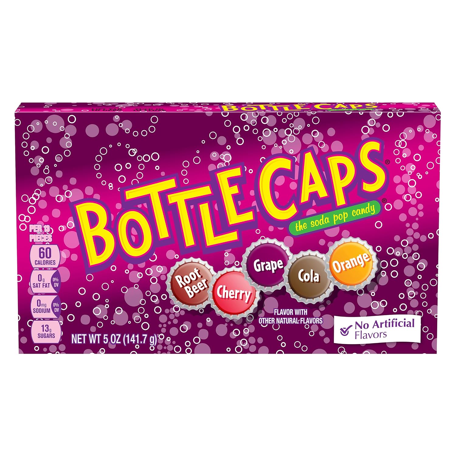 Bottle Caps Fizzy Soda Pop Hard Candy, Theater Box, 5 oz, 10 Pk