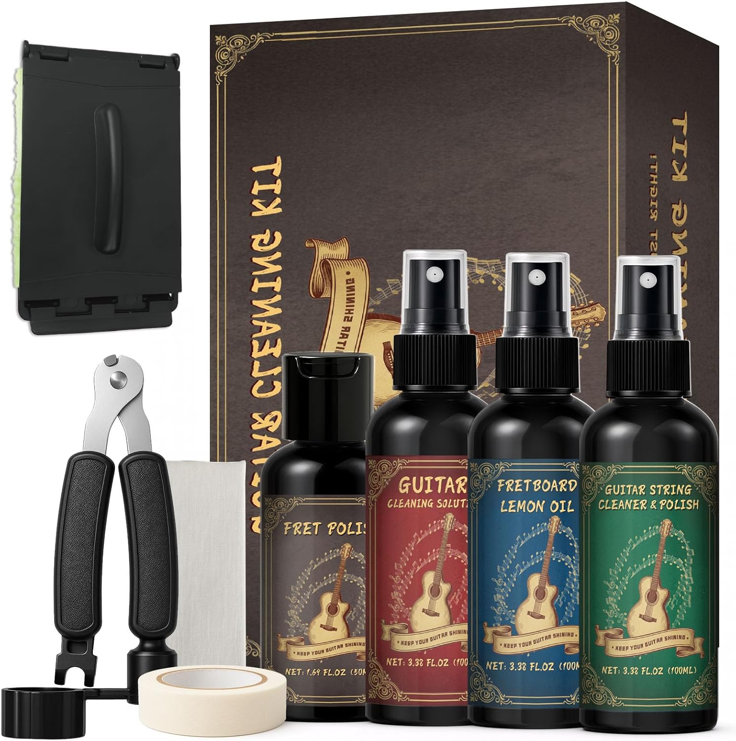 1DFAUL 9pcs Guitar Cleaning Maintenance Kit, Deep Cleaning & Restores Shine