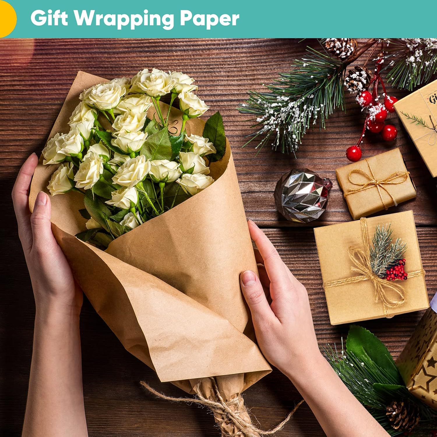 Vanhench Brown Wrapping/Packing Paper Roll 15"×450" (38')