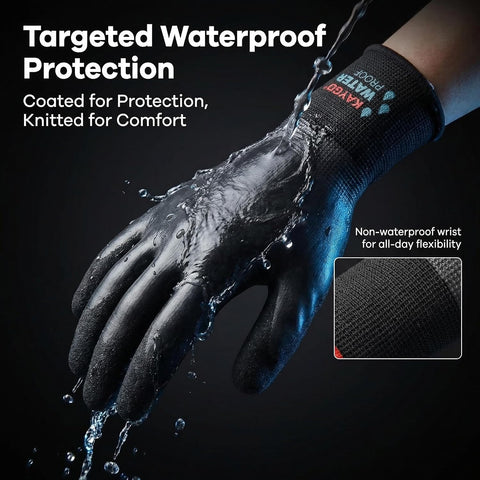 KAYGO Waterproof Work Gloves, Non-Slip Double Latex Coated, KG150