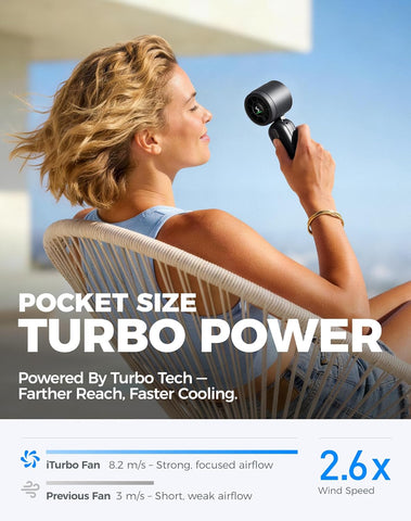 Diveblues Mini Portable Handheld Turbo Fan 27ft/s, 4000mAh Battery
