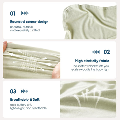 GRSSDER 3 Pack Newborn Swaddle Blanket, Ultra Soft Stretchy Jersey Knit Extra Large Size 33 x 44 Receiving Blankets for Easy Swaddling Baby Snug and Cozy