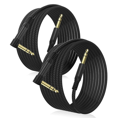 Elebase 1/4 Inch TRS Instrument Cable 10FT 2-Pack,Right Angled Guitar Cord