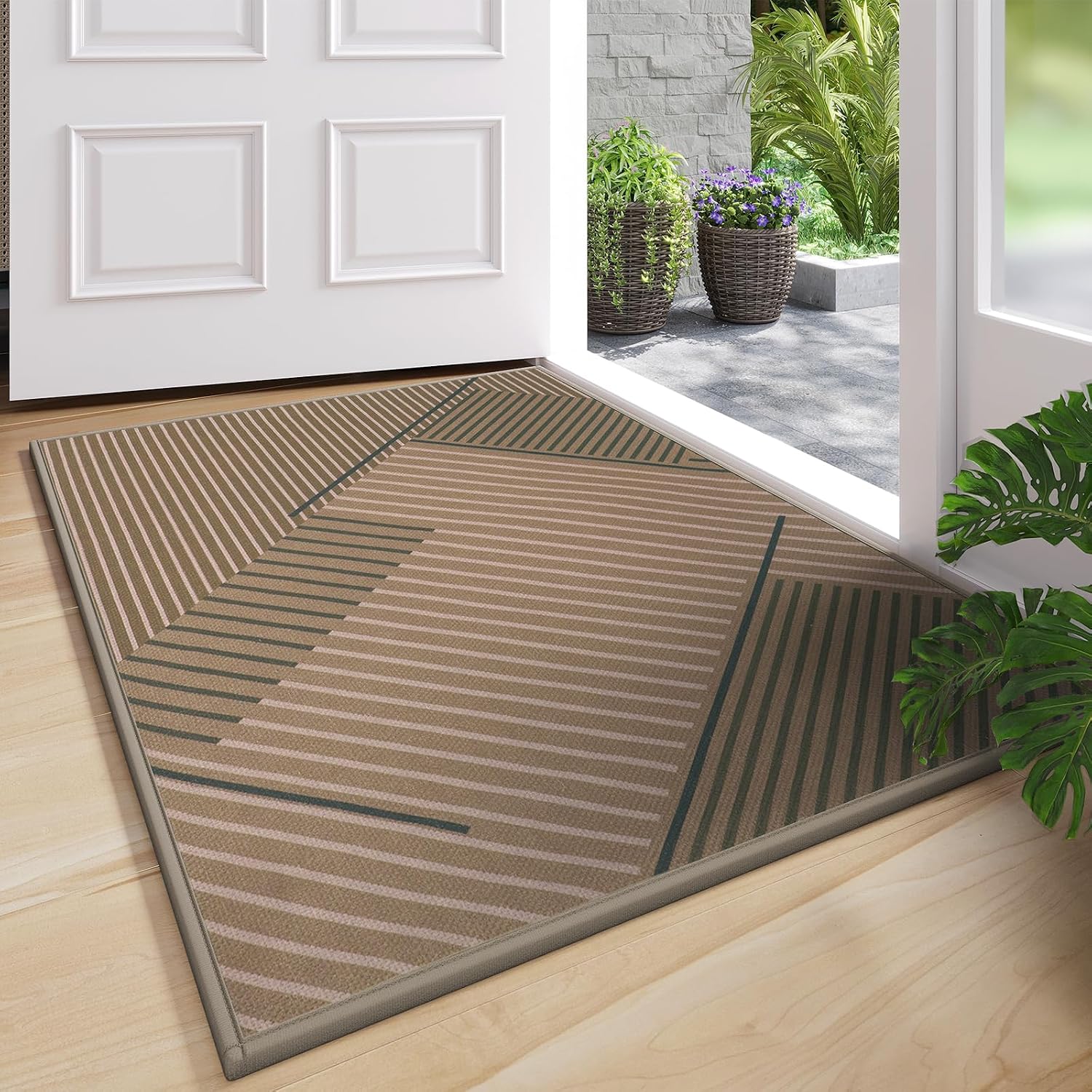 Door Mat Indoor Entrance Front Entry Rug,24''x35'',Brown