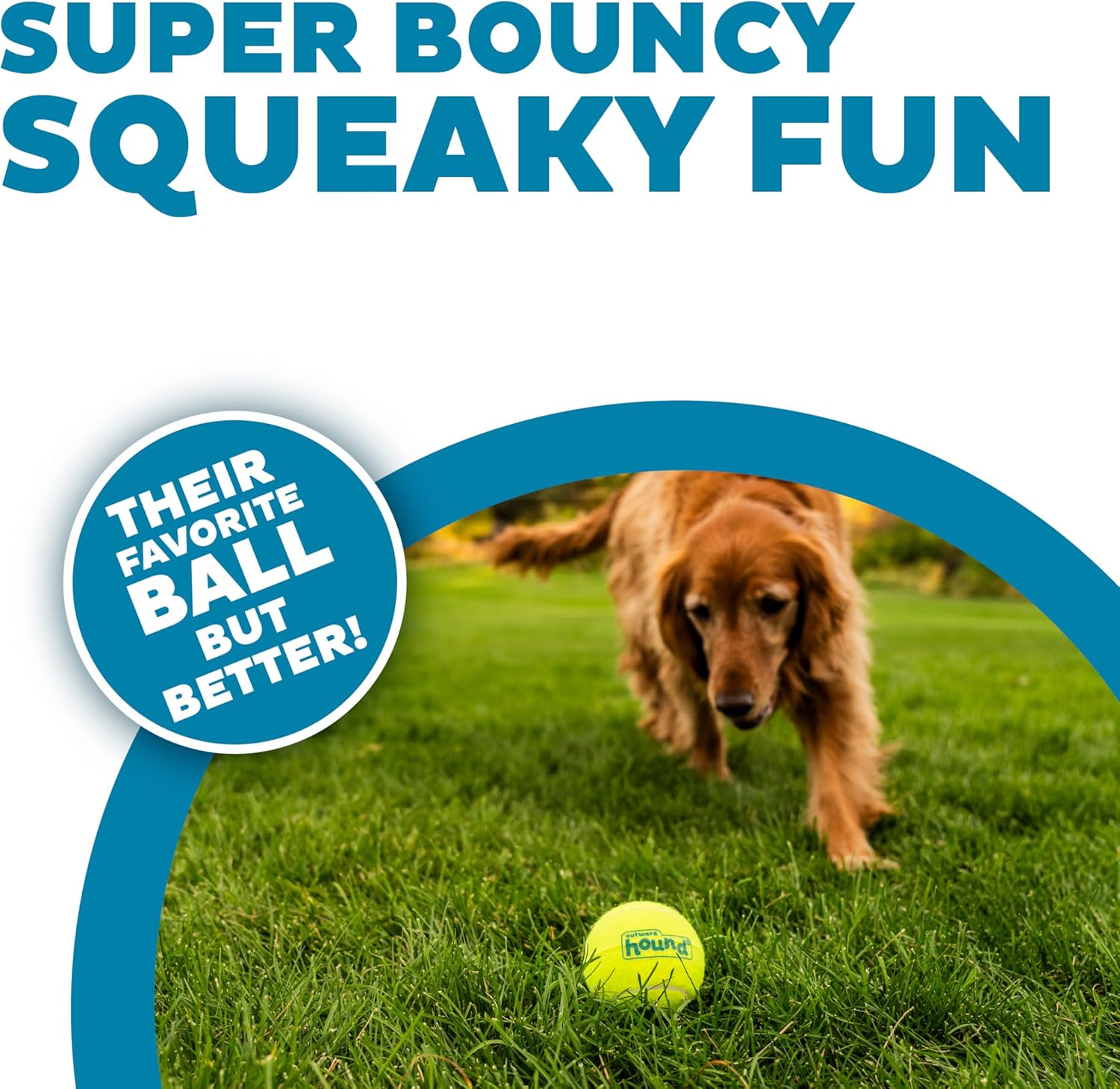 Outward Hound Squeaker Ballz Tennis Ball Dog Toy, Large, 3", 4-Pack