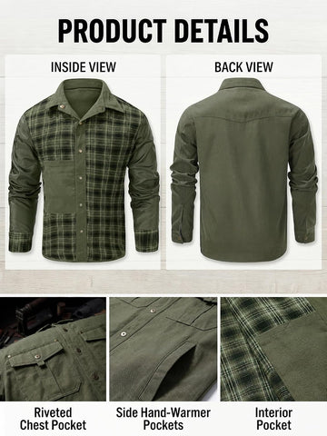 Mr.Stream Men's Lightweight Long Sleeved Snap Plaid Western Cowboy Flannel Lined Shirts Jackets