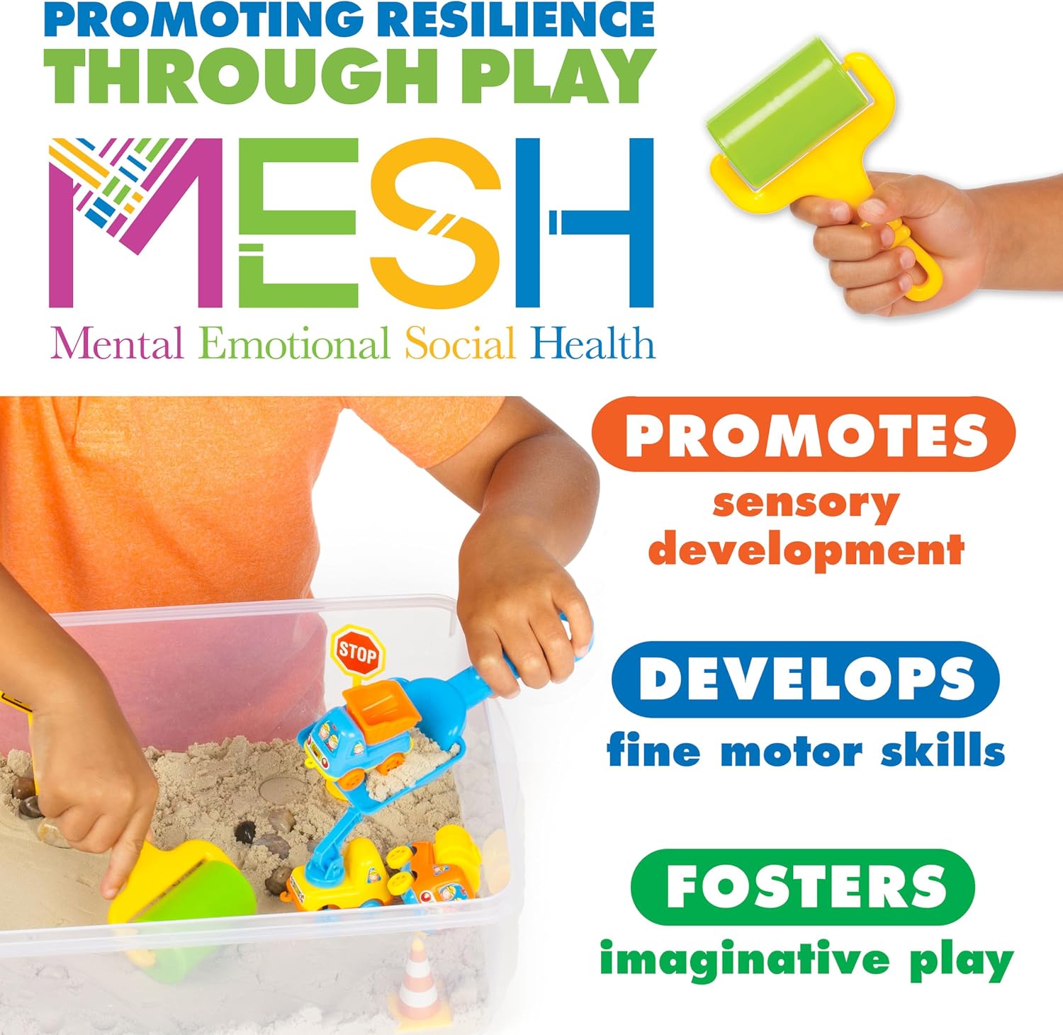 Creativity for Kids Sensory Bin: Construction Zone Playset - Preschool Learning Activities, Excavator Toys for Boys Ages 3-5+, Outdoor Toys and Gifts for Kids