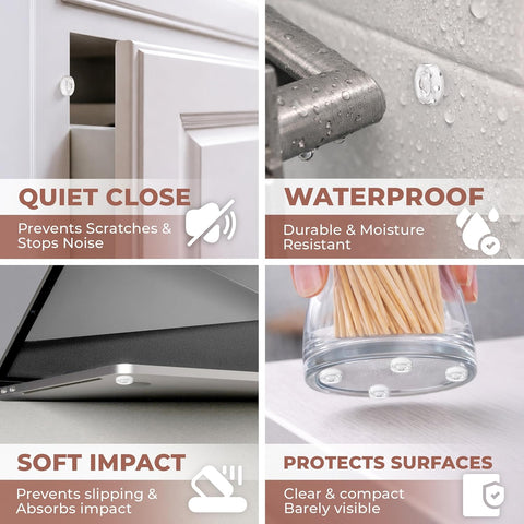 Jelly Button Cabinet Door Bumpers 256 Pack, Clear Self-Adhesive Rubber Pads