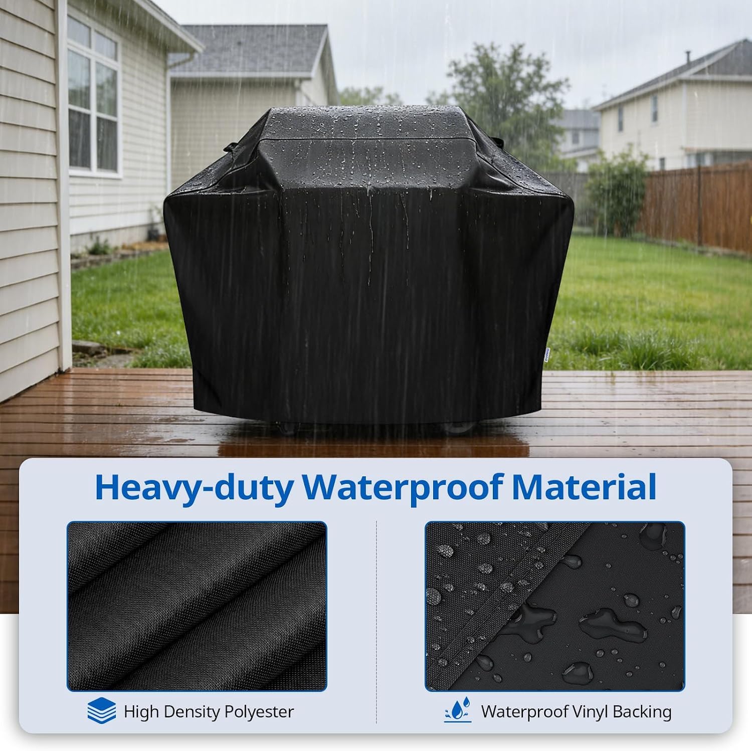 SunPatio 65 Inch Grill Cover for Outdoor Grill Heavy Duty Waterproof Fabric