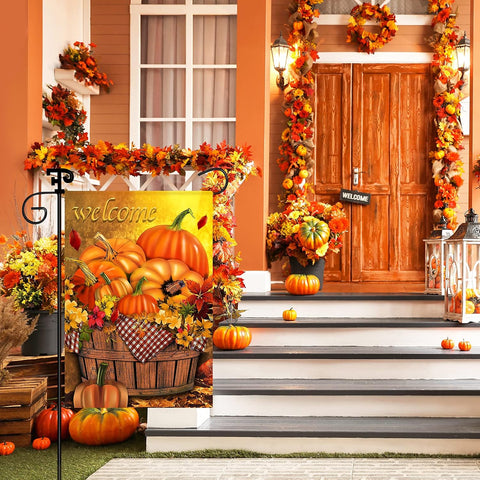 Babycop Fall Garden Flag 12x18 Inch, Fall Welcome Thanksgiving Pumpkin Flag