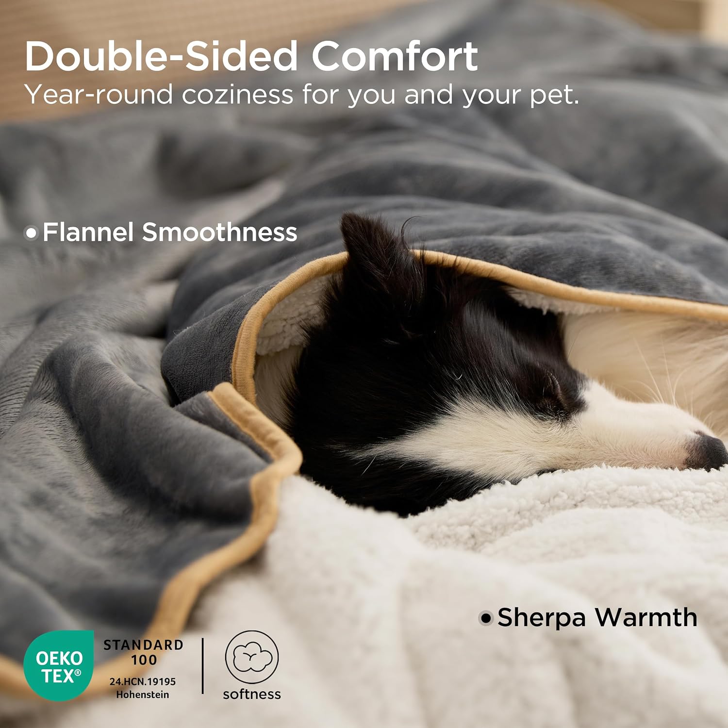 Bedsure Waterproof Dog Blankets for Large Dogs Sherpa Fleece Throw, 40X50