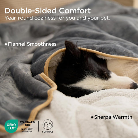 Bedsure Waterproof Dog Blankets for Large Dogs Sherpa Fleece Throw, 40X50