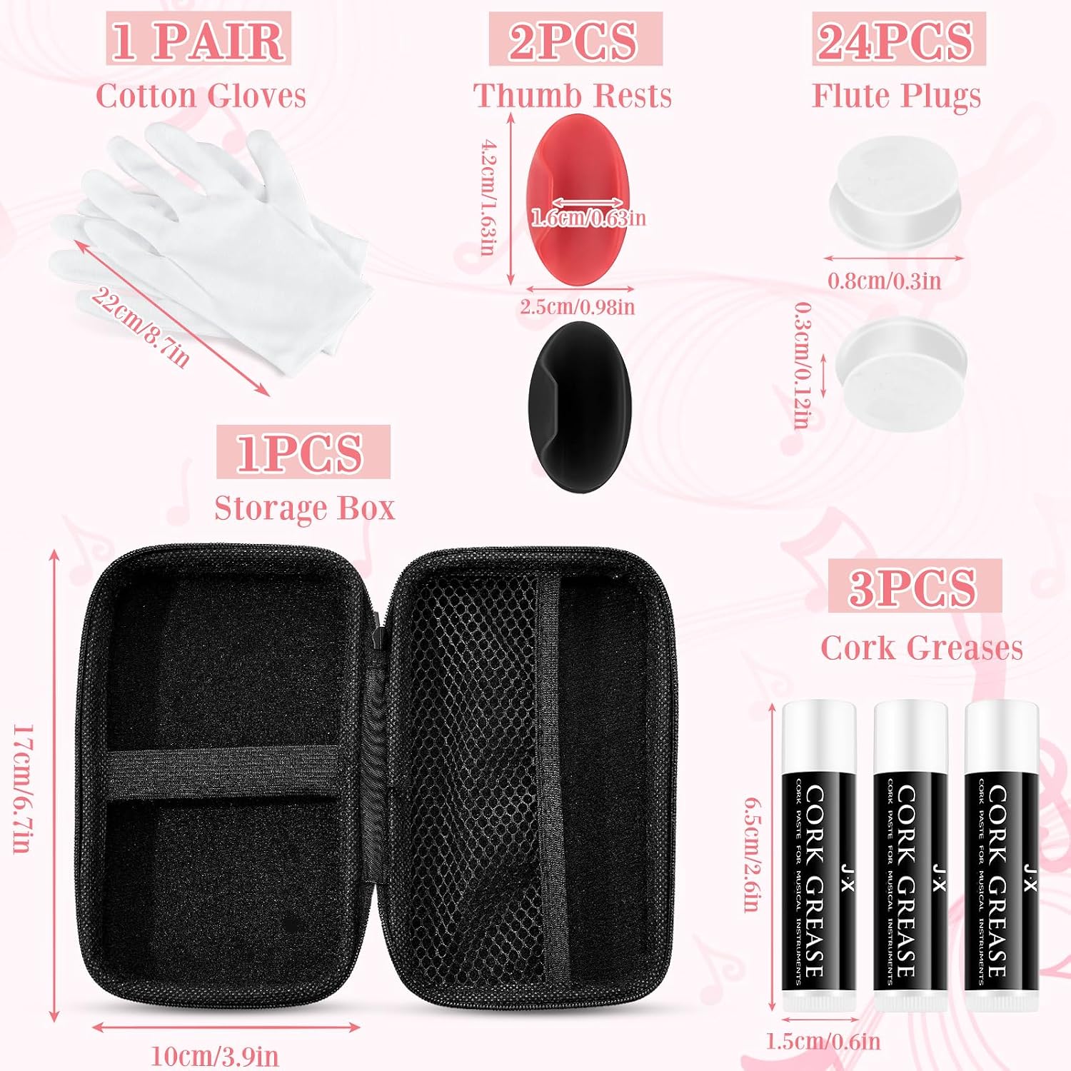 Vesici 40 Pcs Flute Cleaning Kit, Flute Care Accessories Set,Red