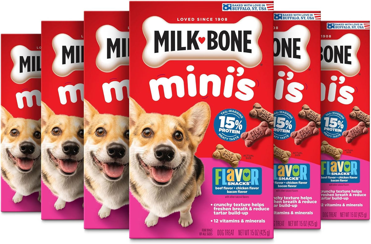 Milk-Bone Mini's Flavor Snacks Dog Biscuits, 15 oz Boxes