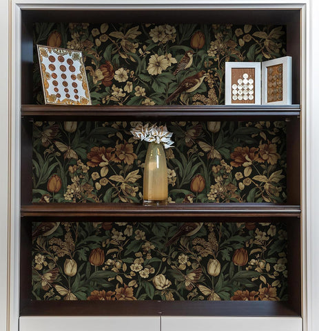 Erfoni Retro Floral and Bird Contact Paper Vintage Peel and Stick Wallpaper